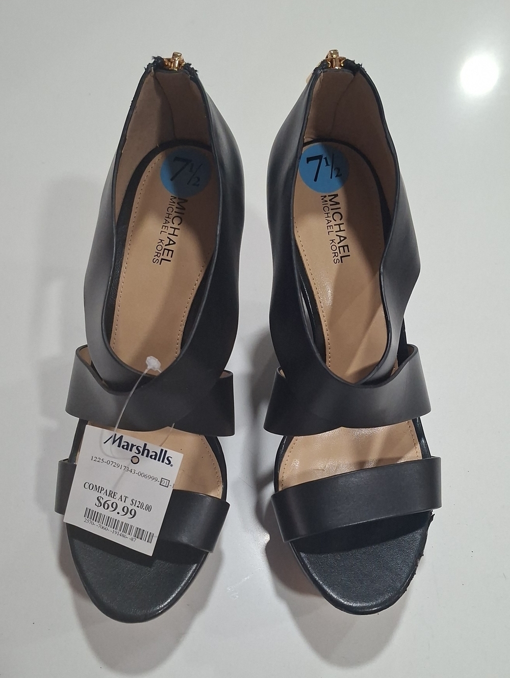 Michael Kors Black Strappy Heel Wedge Heel Sandals with Back Zip